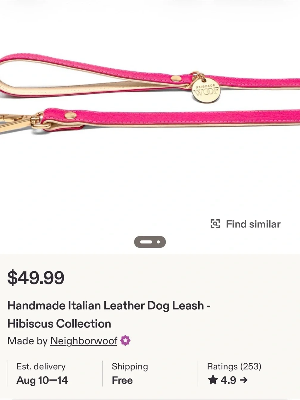 Luxury hand made dog collar and Italian leather handmade leash. Pink and gold